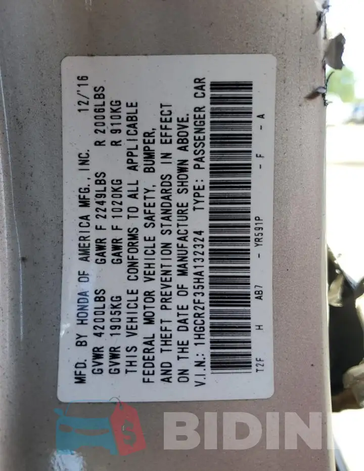 1HGCR2F35HA132324 Photo# 12