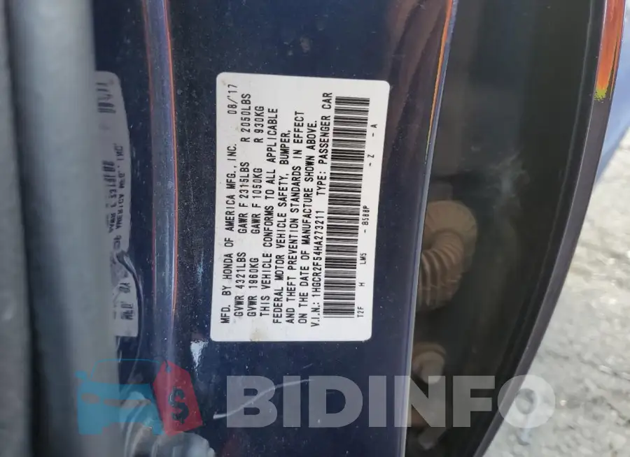 1HGCR2F54HA273211 Photo# 12
