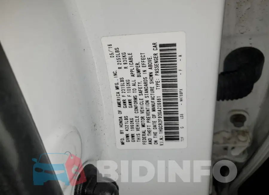 1HGCR2F93GA206861 Photo# 12