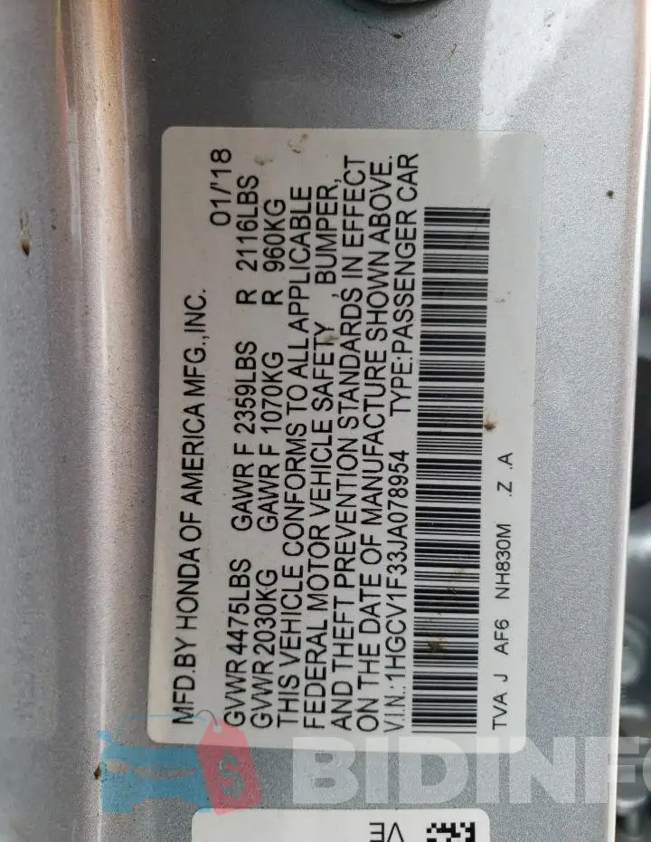 1HGCV1F33JA078954 Photo# 12