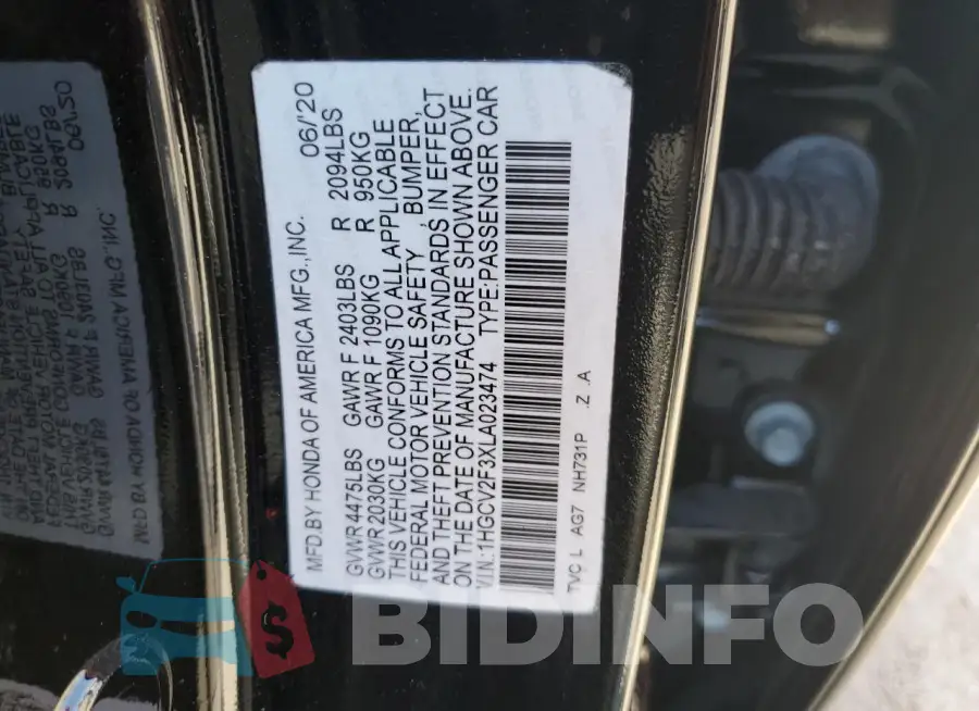 1HGCV2F3XLA023474 Photo# 12