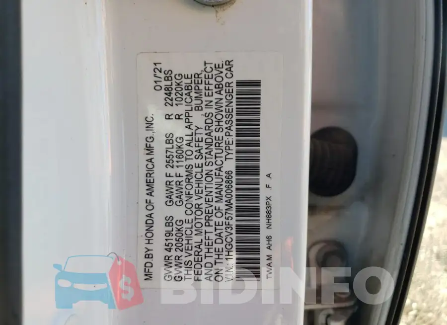 1HGCV3F57MA006866 Photo# 12