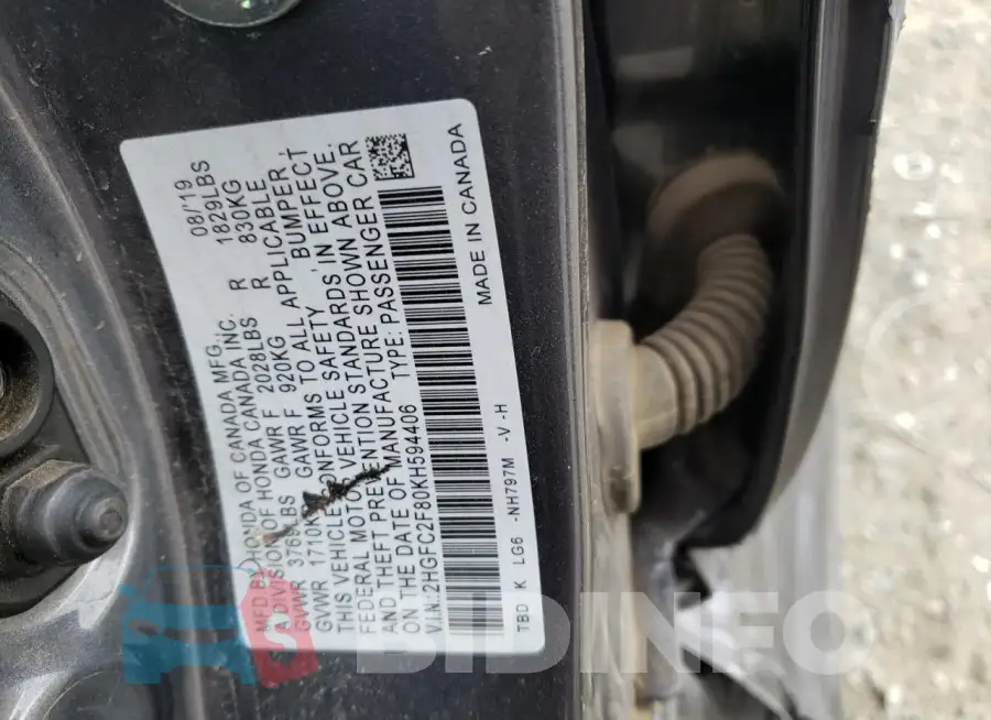 2HGFC2F80KH594406 Photo# 13