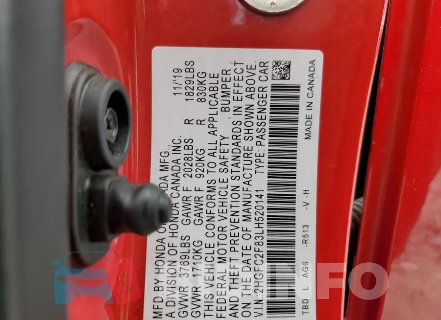 2HGFC2F83LH520141 Photo# 12