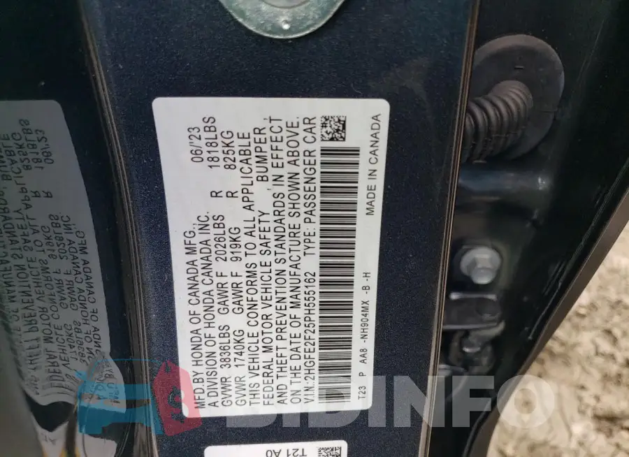 2HGFE2F25PH555162 Photo# 12