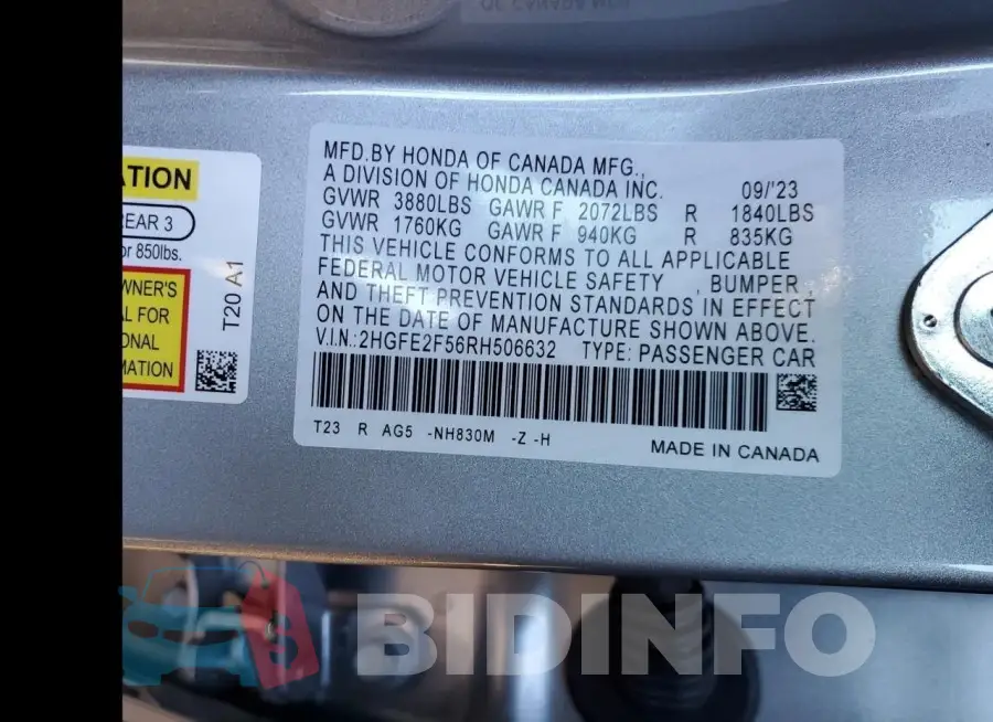 2HGFE2F56RH506632 Photo# 12