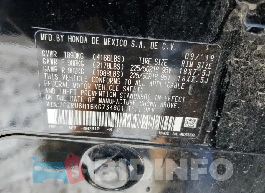 3CZRU6H16KG734601 Photo# 12