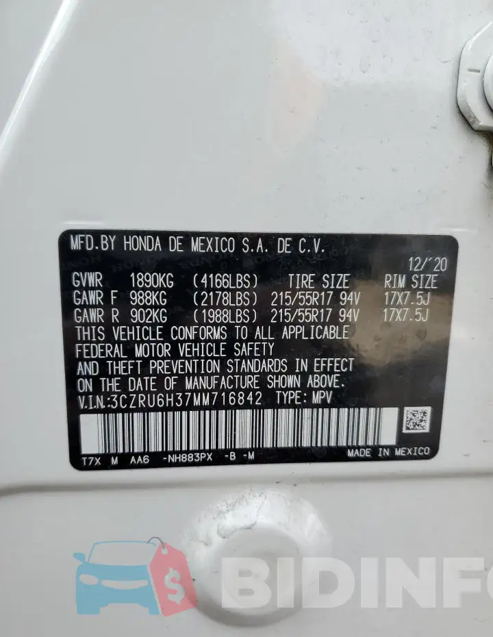 3CZRU6H37MM716842 Photo# 13