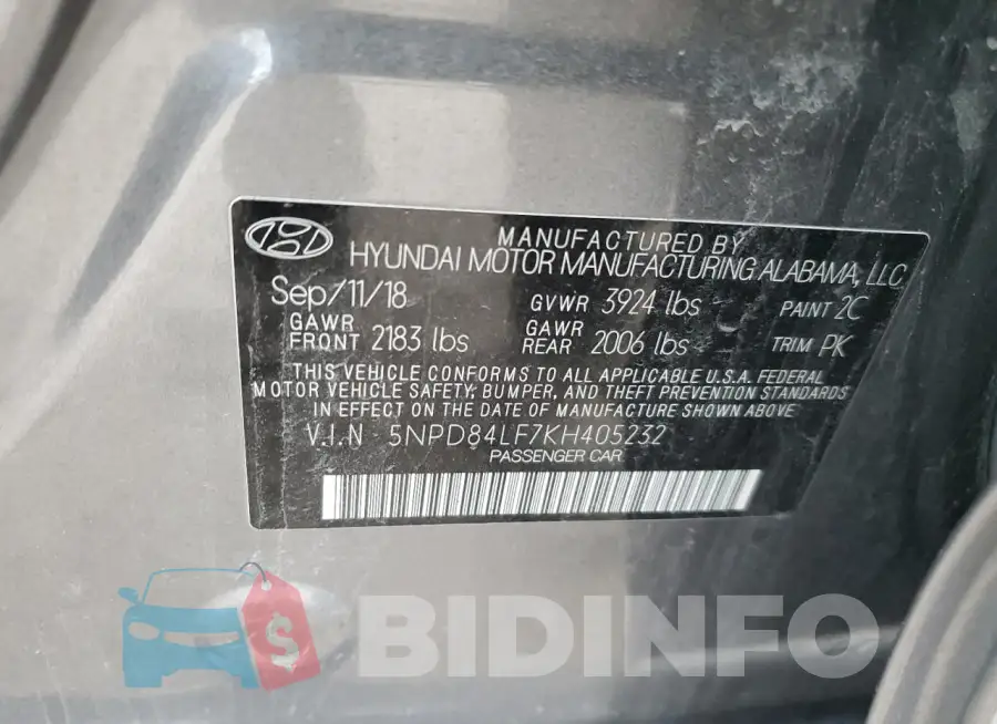 5NPD84LF7KH405232 Photo# 13