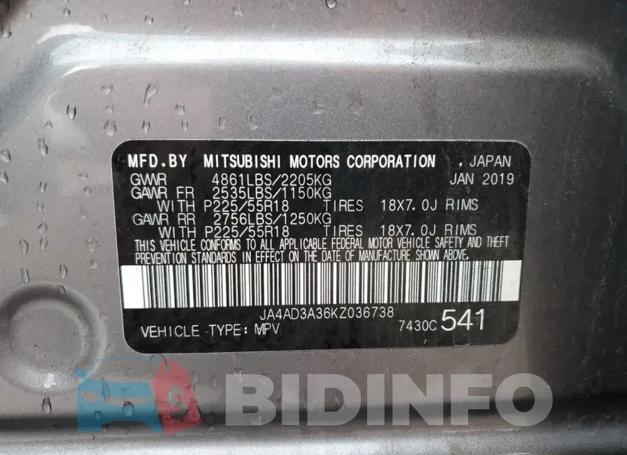 JA4AD3A36KZ036738 Photo# 13