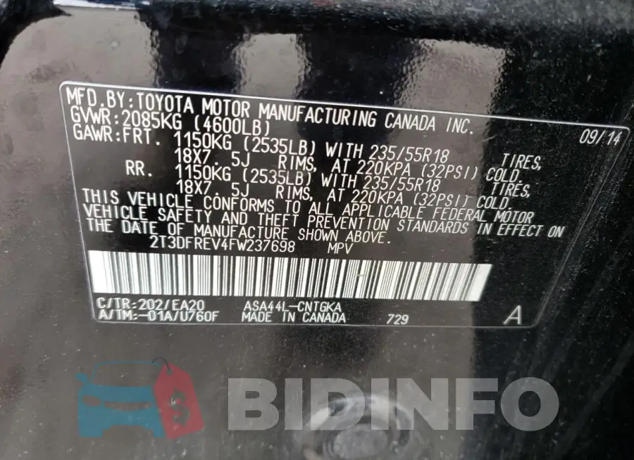 2T3DFREV4FW237698 Photo# 13