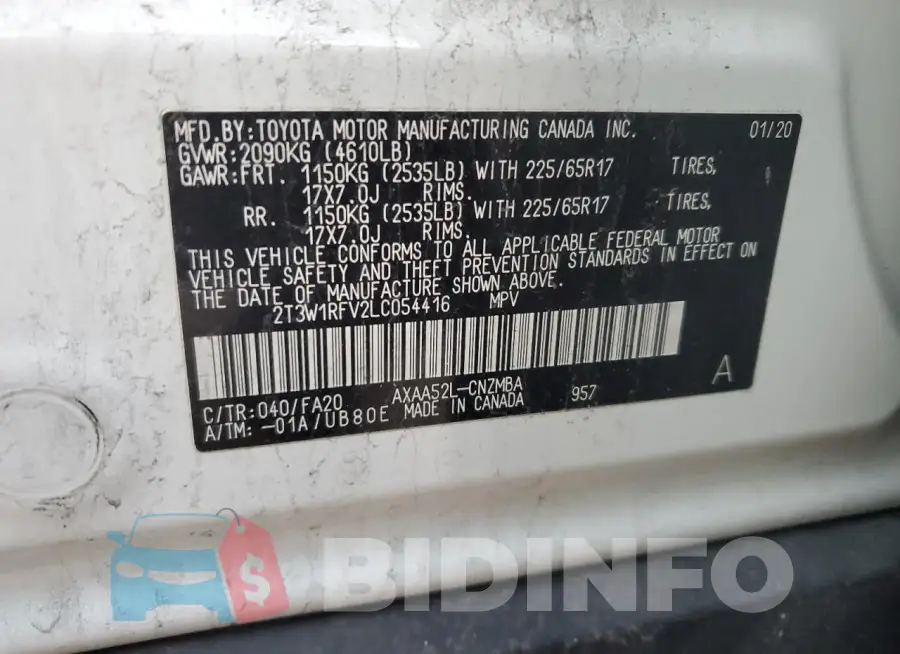 2T3W1RFV2LC054416 Photo# 12