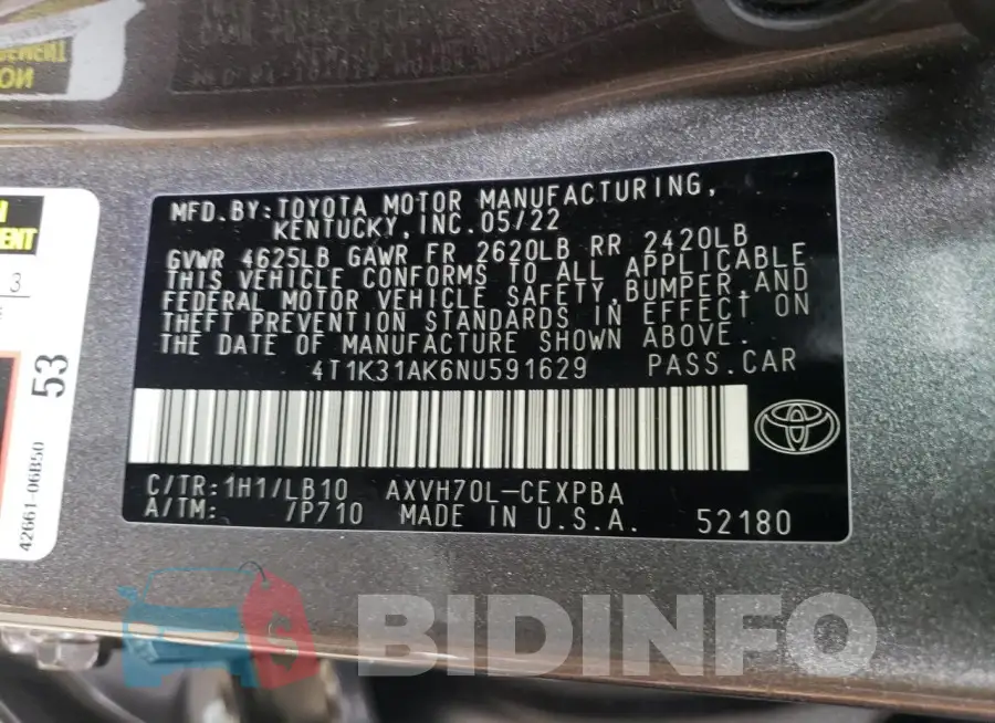 4T1K31AK6NU591629 Photo# 12