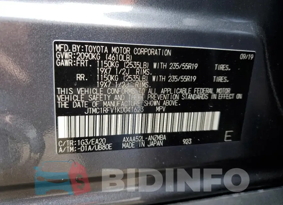 JTMC1RFV1KD041623 Photo# 12