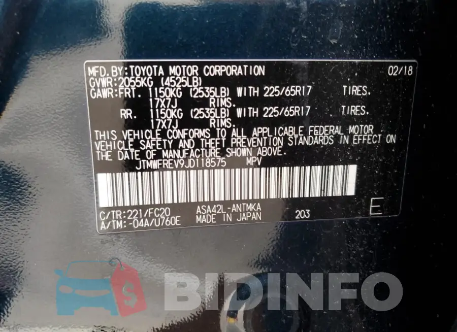 JTMWFREV9JD118575 Photo# 13
