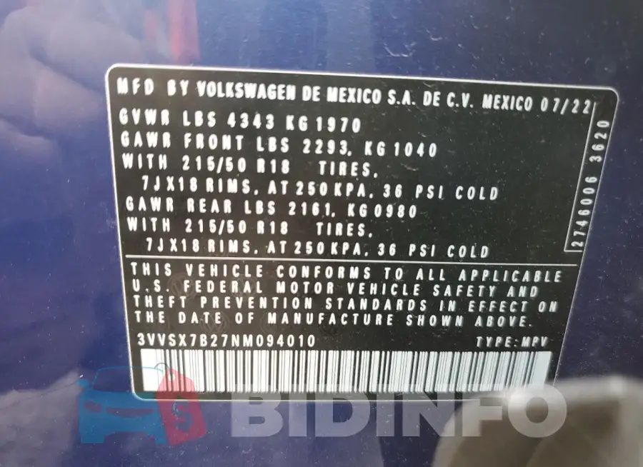 3VVSX7B27NM094010 Photo# 13