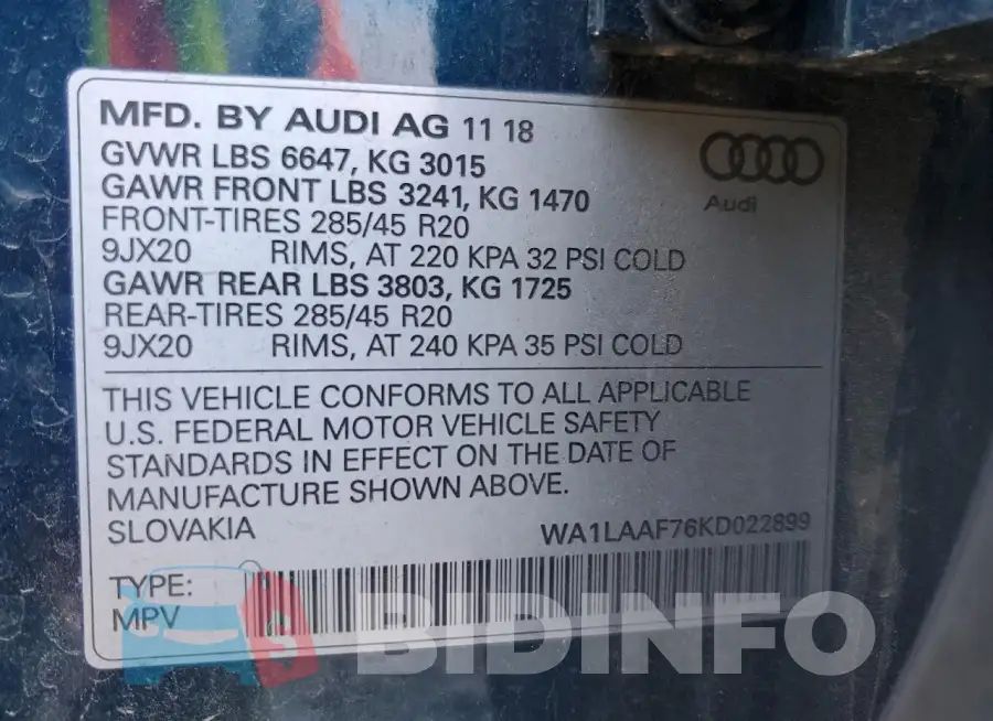 WA1LAAF76KD022899 Photo# 12