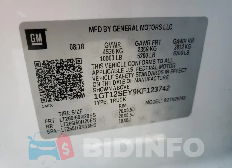 1GT12SEY9KF123742 Photo# 13