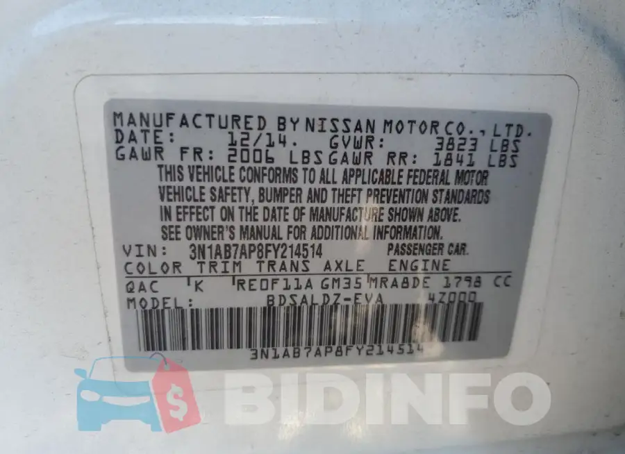 3N1AB7AP8FY214514 Photo# 12