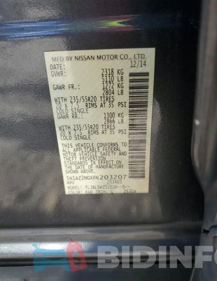 5N1AZ2MGXFN203207 Photo# 13
