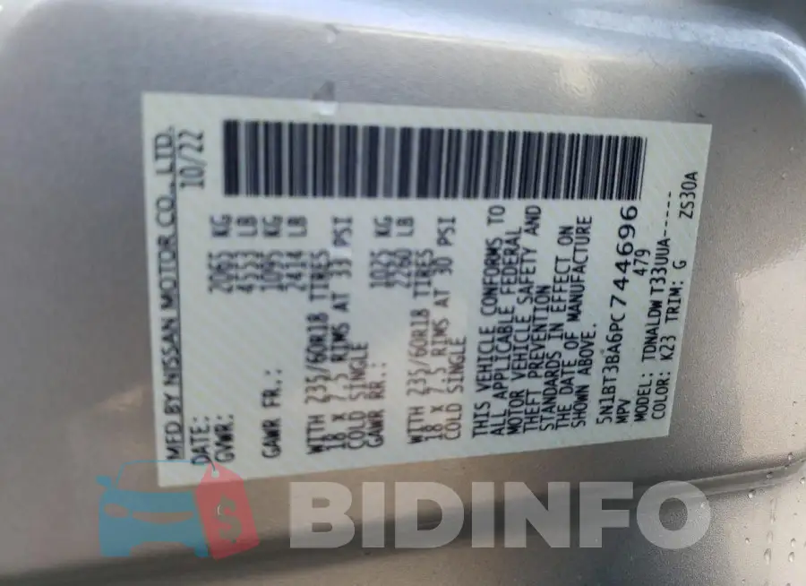 5N1BT3BA6PC744696 Photo# 13