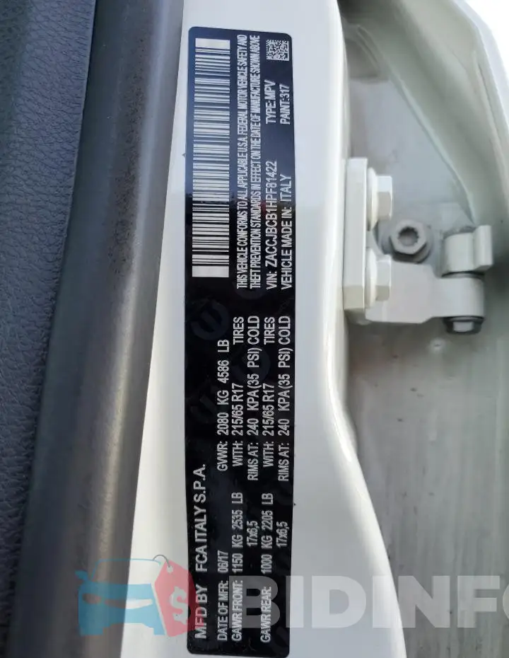 ZACCJBCB1HPF81422 Photo# 12