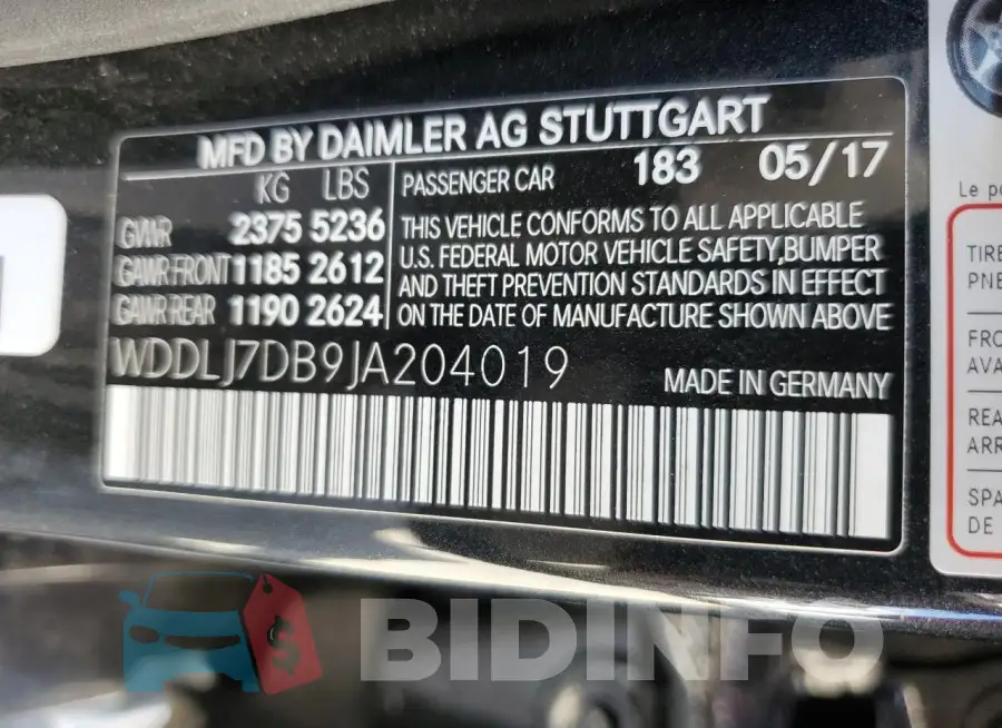 WDDLJ7DB9JA204019 Photo# 12