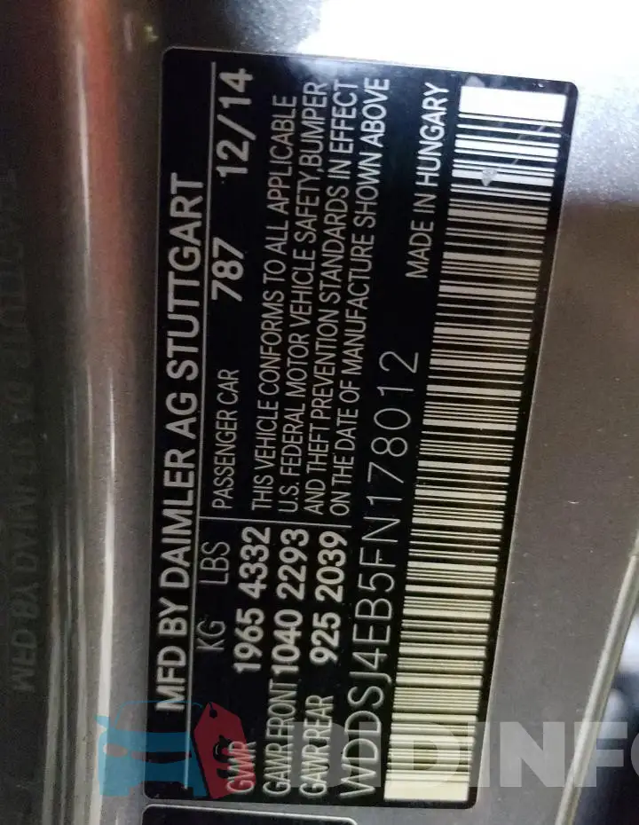 WDDSJ4EB5FN178012 Photo# 13