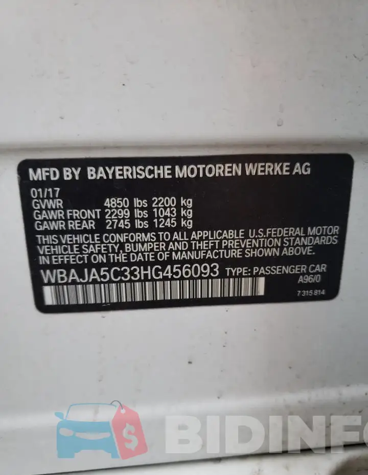 WBAJA5C33HG456093 Photo# 13