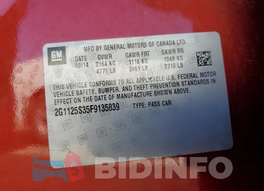 2G1125S35F9135839 Photo# 12