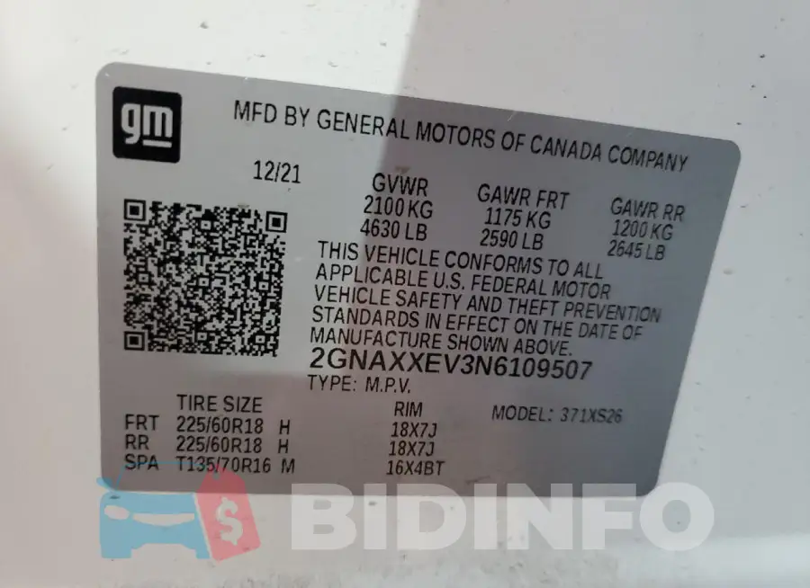2GNAXXEV3N6109507 Photo# 12