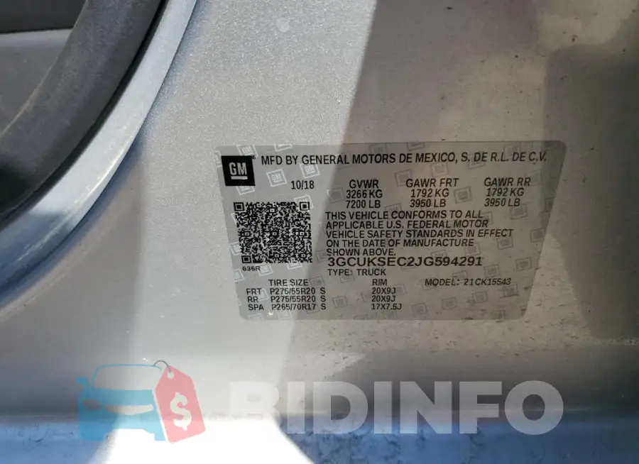 3GCUKSEC2JG594291 Photo# 13