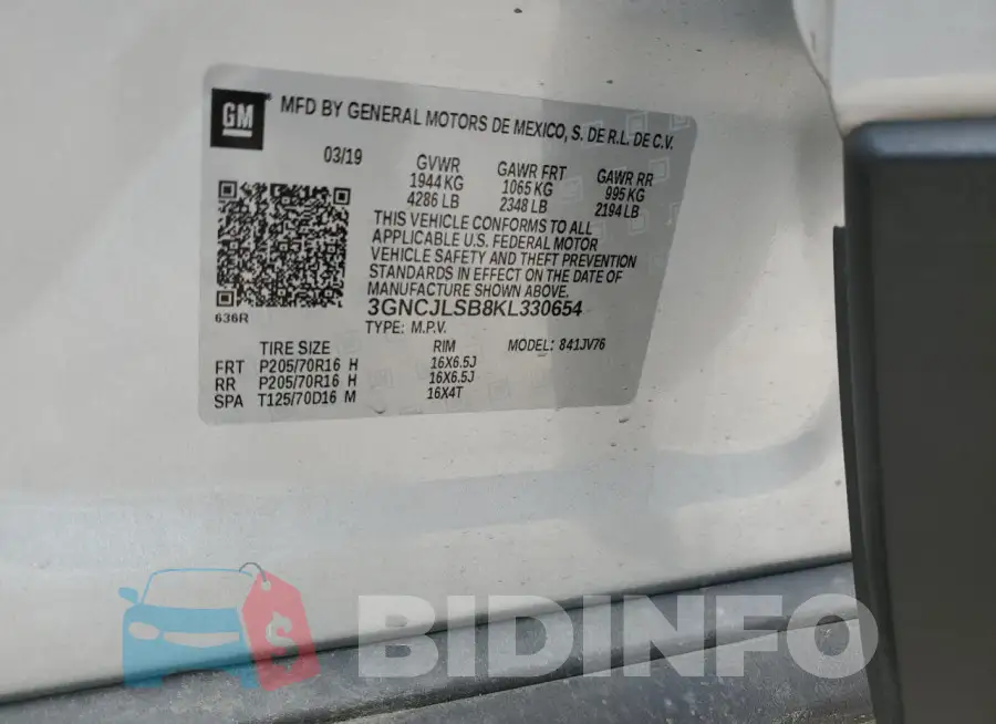 3GNCJLSB8KL330654 Photo# 13