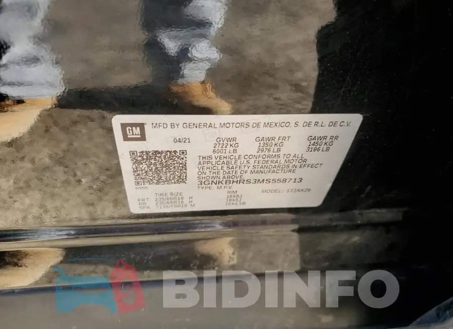 3GNKBHRS3MS558713 Photo# 13