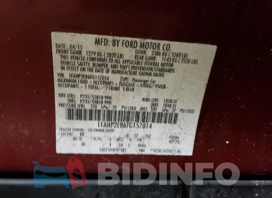 1FAHP2E86FG157014 Photo# 13