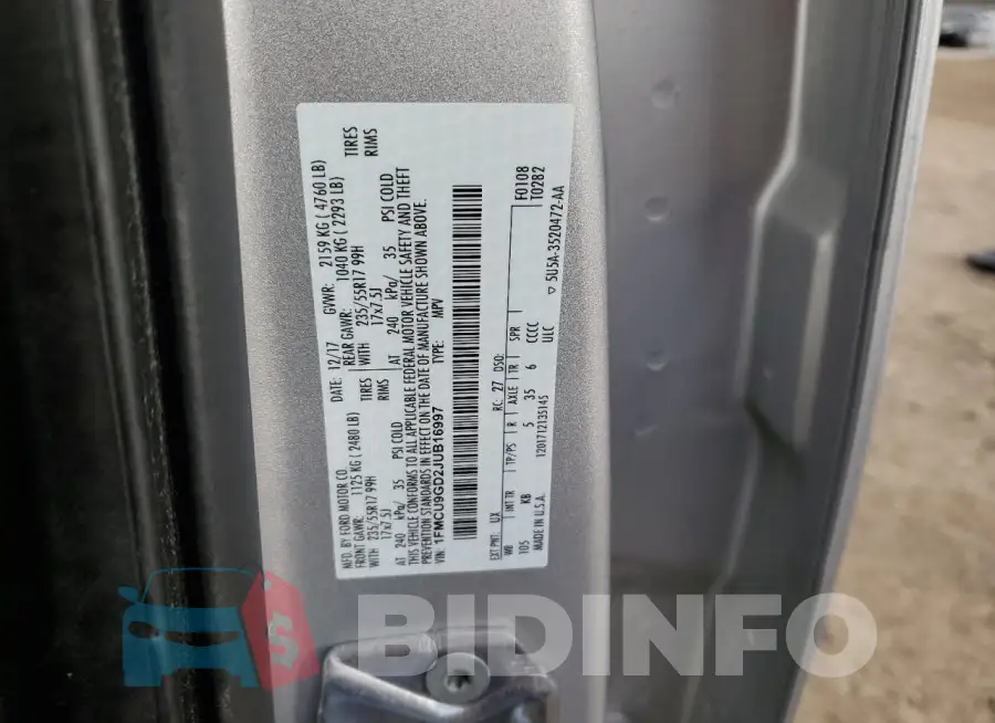 1FMCU9GD2JUB16997 Photo# 12