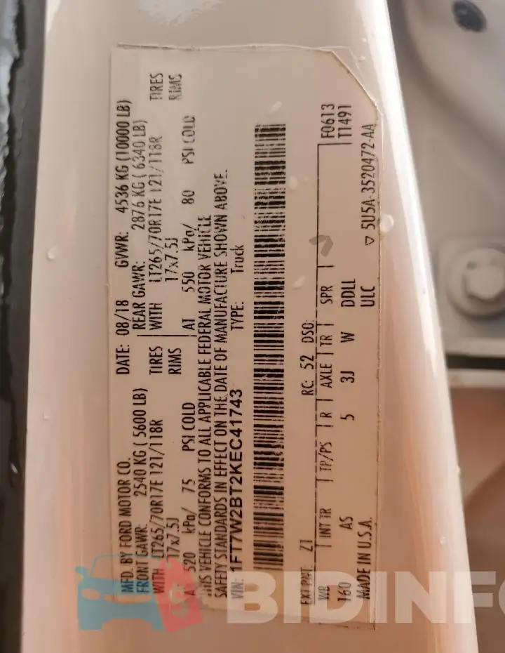 1FT7W2BT2KEC41743 Photo# 12