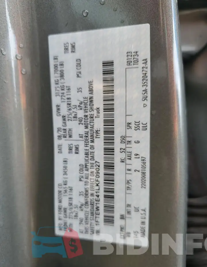 1FTEW1E41LKF09027 Photo# 12
