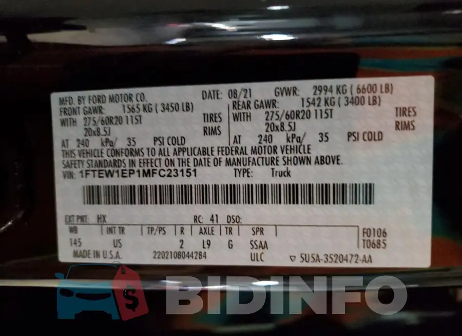 1FTEW1EP1MFC23151 Photo# 13