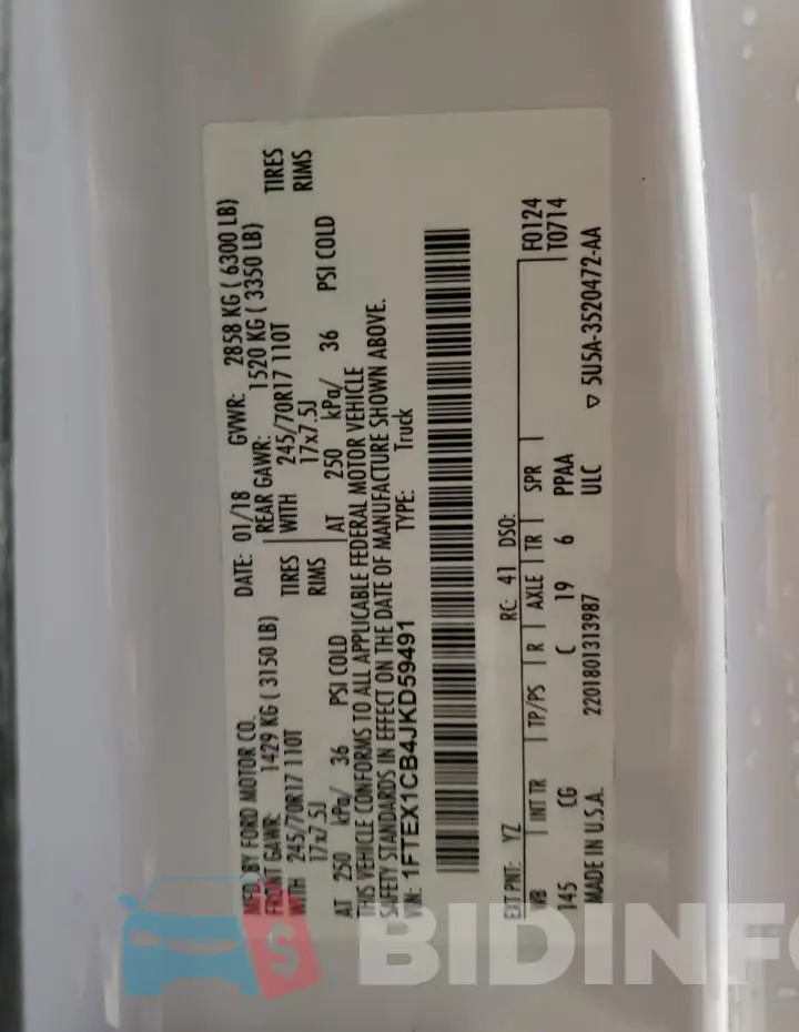 1FTEX1CB4JKD59491 Photo# 13