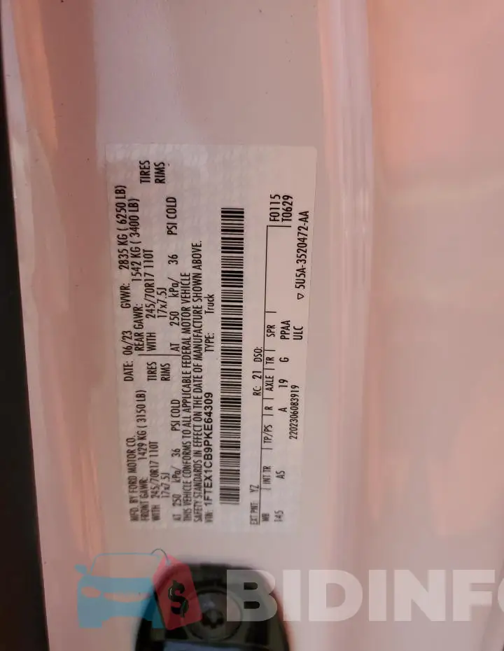 1FTEX1CB9PKE64309 Photo# 12