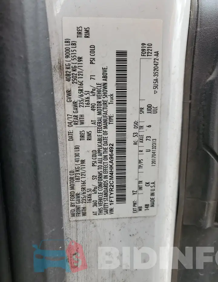 1FTYR2CM4HKA96492 Photo# 13