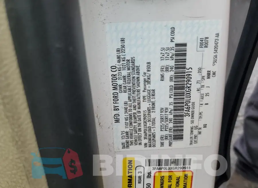 3FA6P0LUXGR290915 Photo# 13