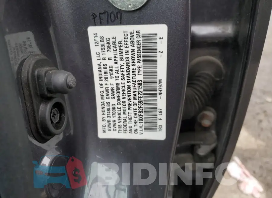 19XFB2F59FE221583 Photo# 12