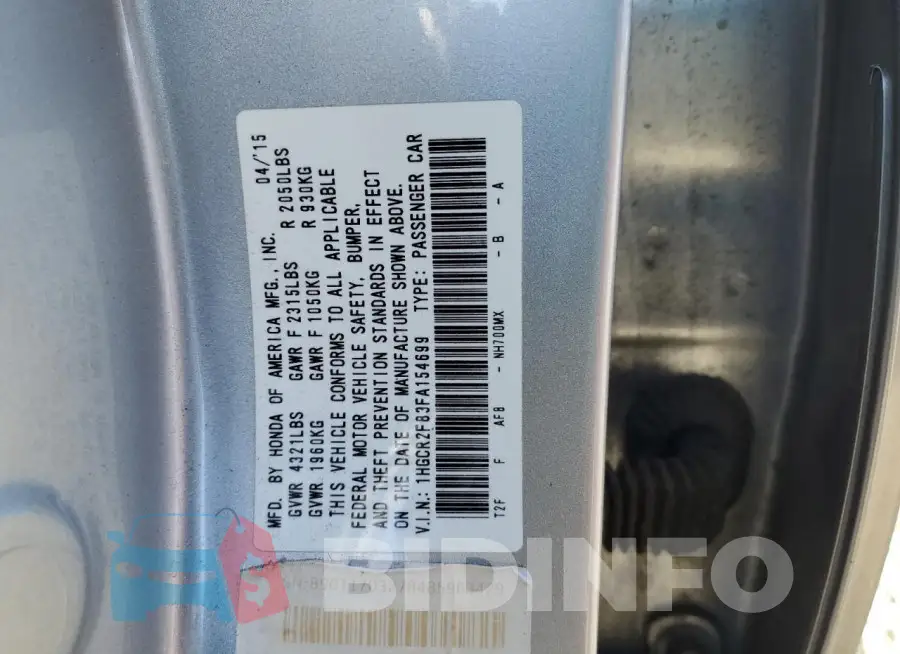 1HGCR2F83FA154699 Photo# 13