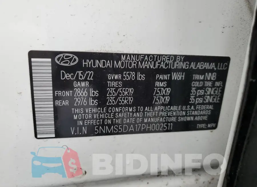 5NMS5DA17PH002511 Photo# 13