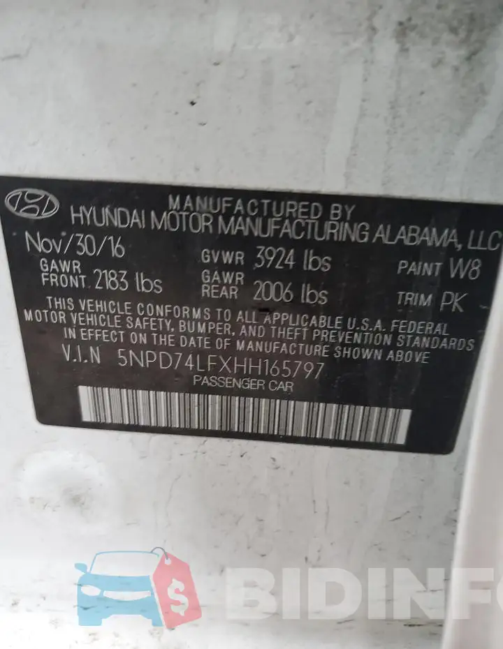 5NPD74LFXHH165797 Photo# 13