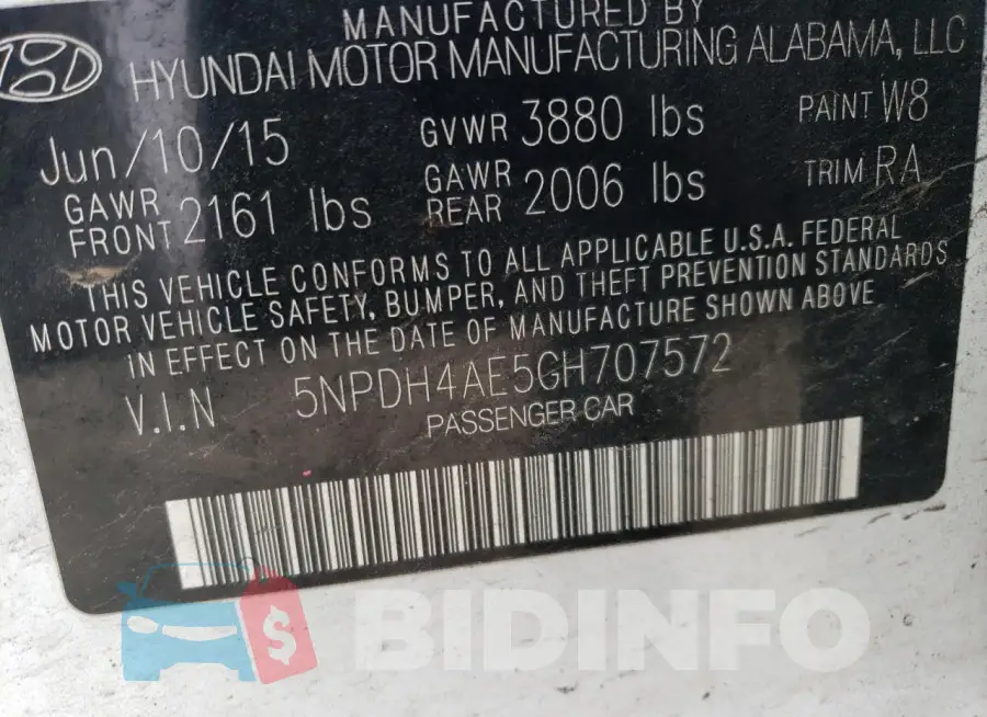 5NPDH4AE5GH707572 Photo# 12