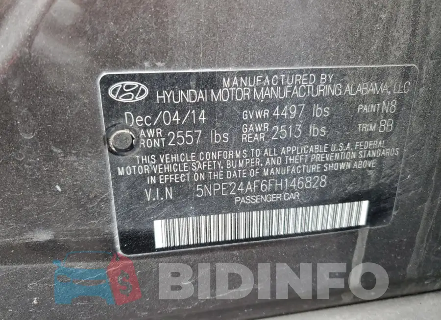 5NPE24AF6FH146828 Photo# 12
