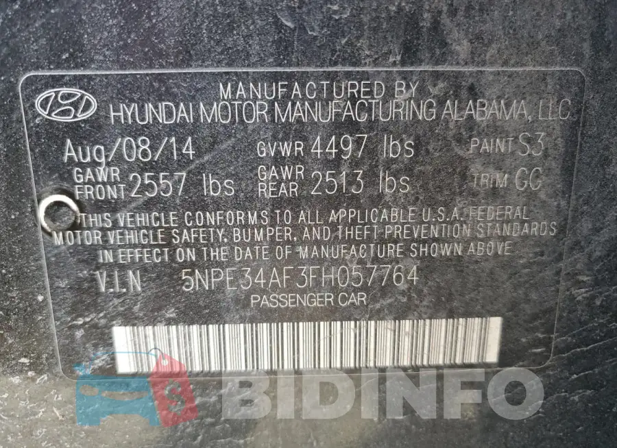 5NPE34AF3FH057764 Photo# 12